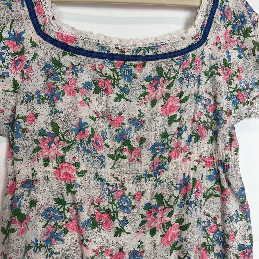Vintage Youngland Dress Mini Square neck dainty Floral Short Sleeve Feminine M - Picture 12 of 16